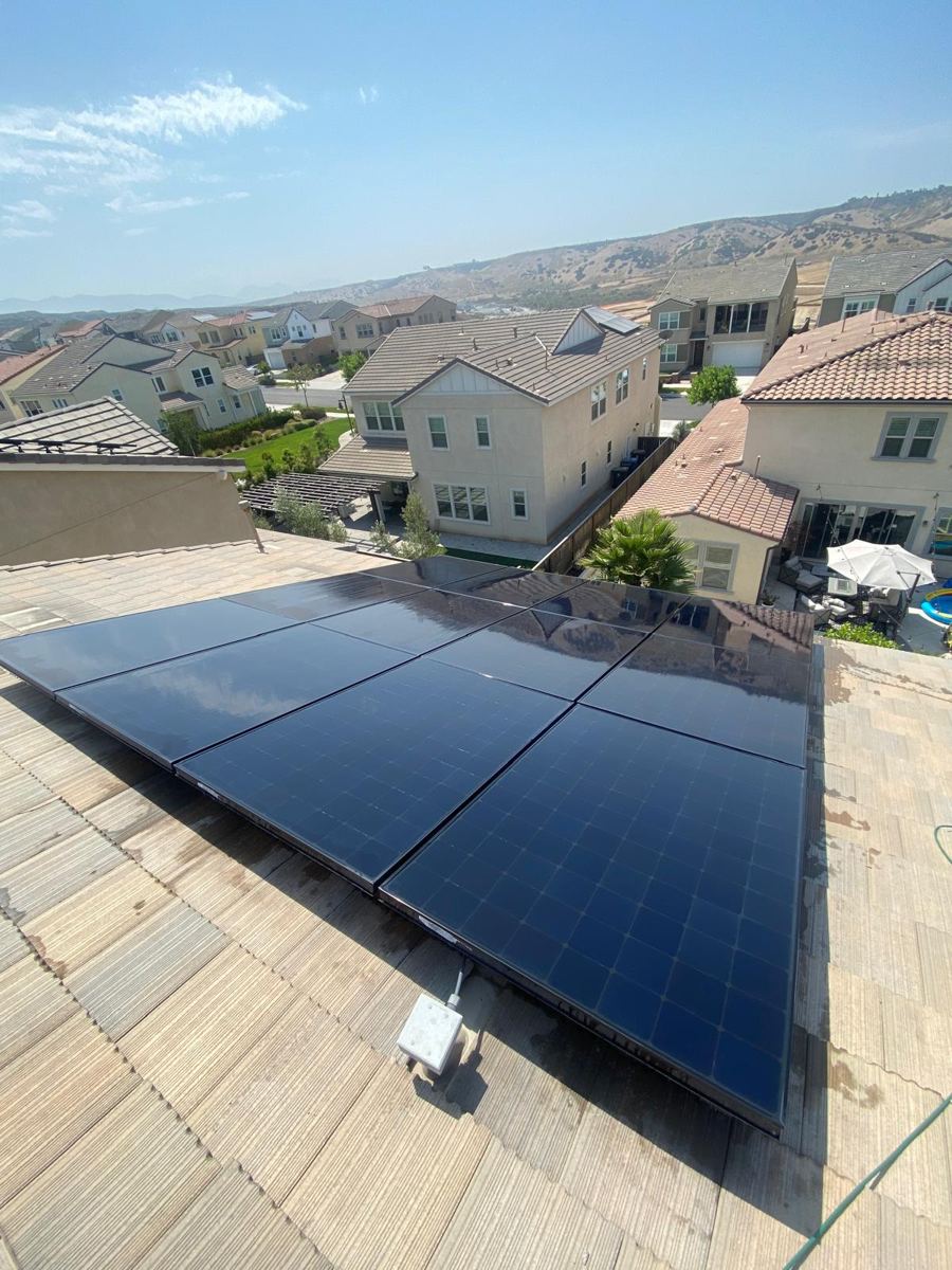 The same tile-roof solar panels after cleaning